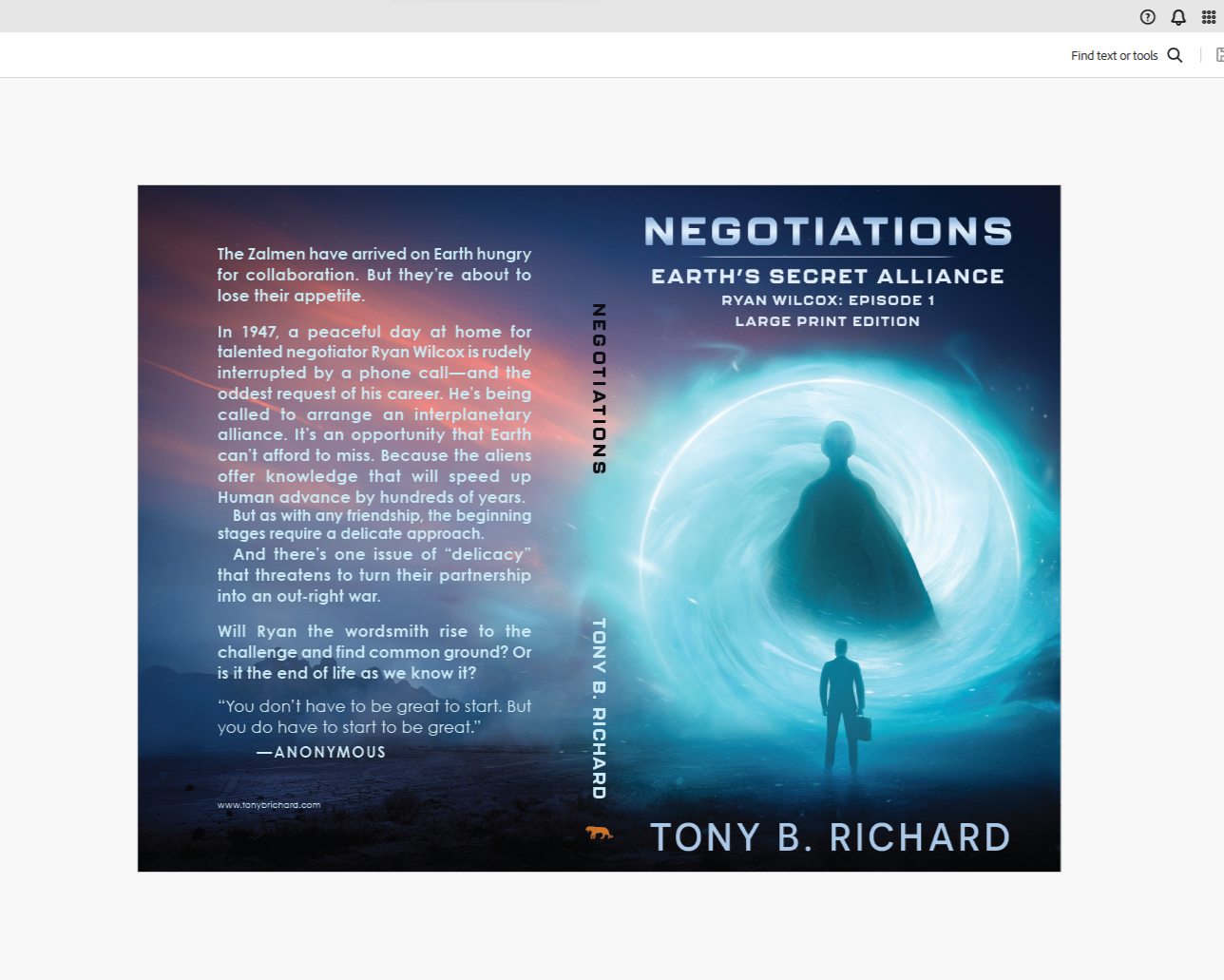 Negotiations - cover, large print version