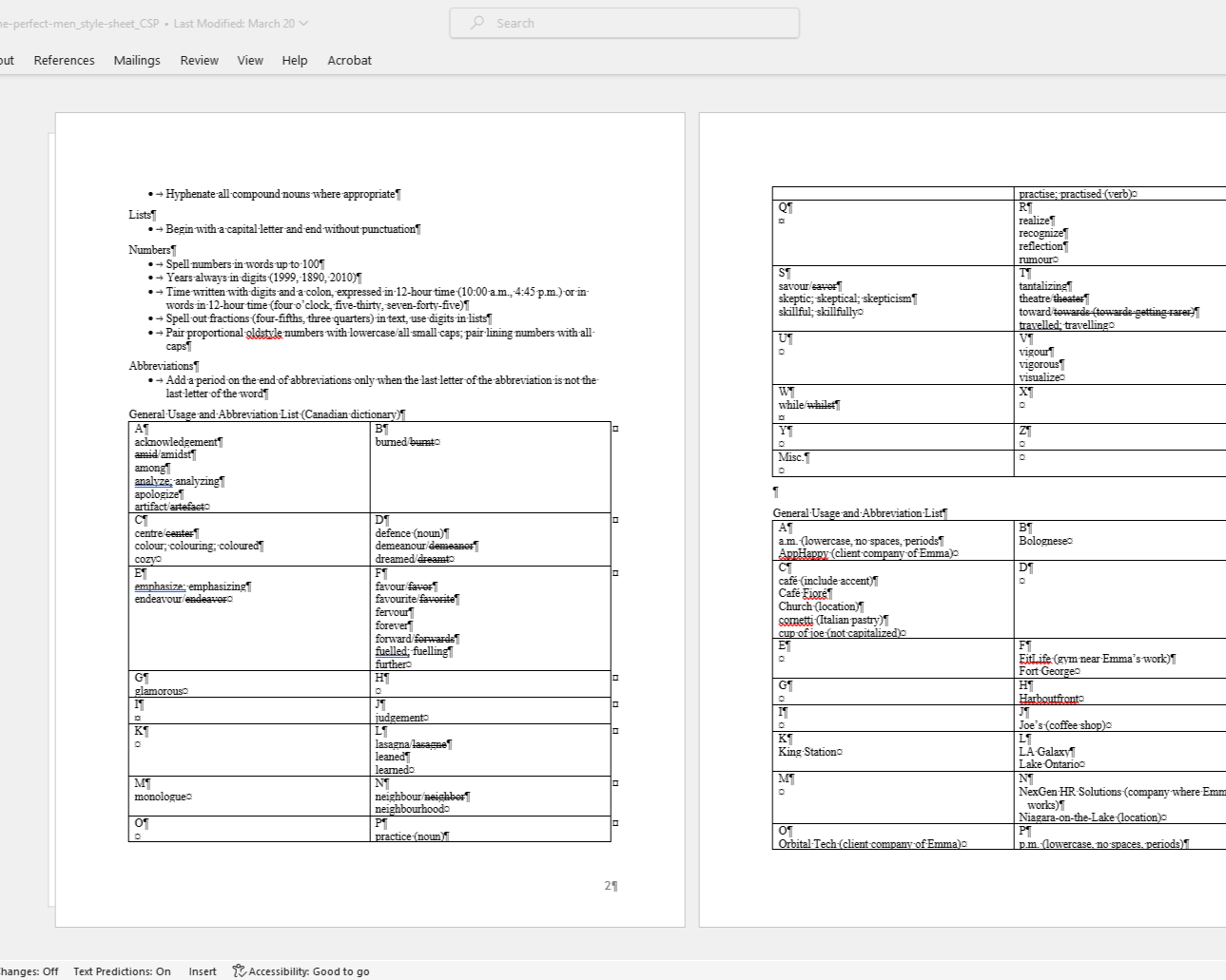 Copyediting style sheet example