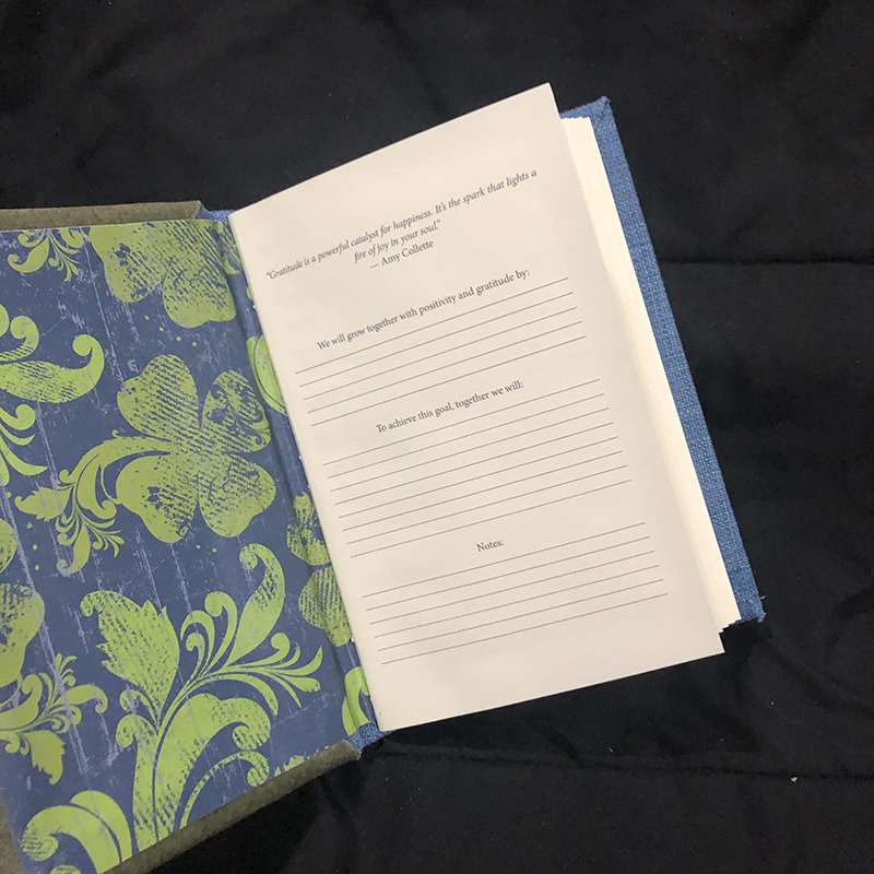 Longstitch Blue Green Couples’ Journal - open