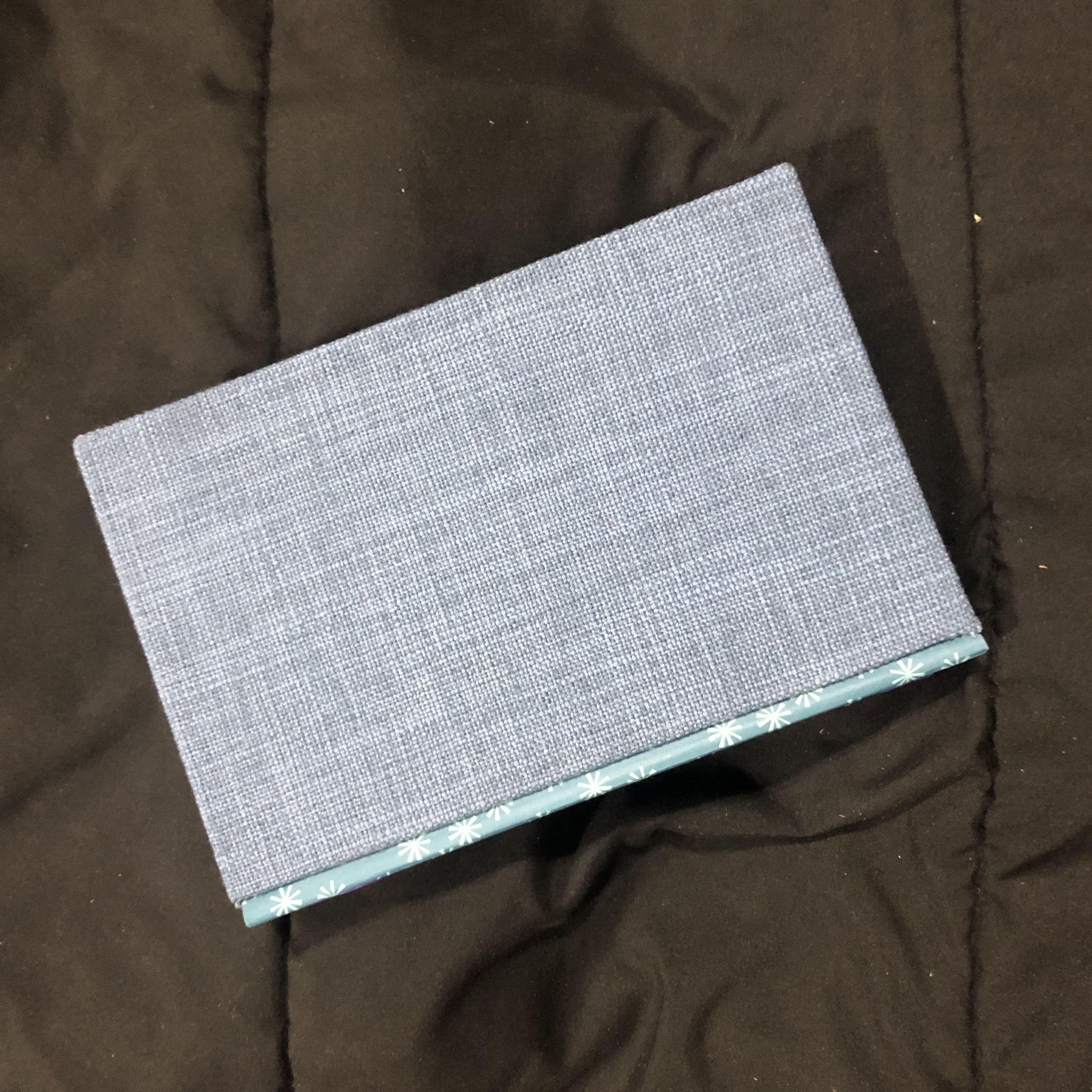 Cross-stitch Blue Linen Gratitude Journal