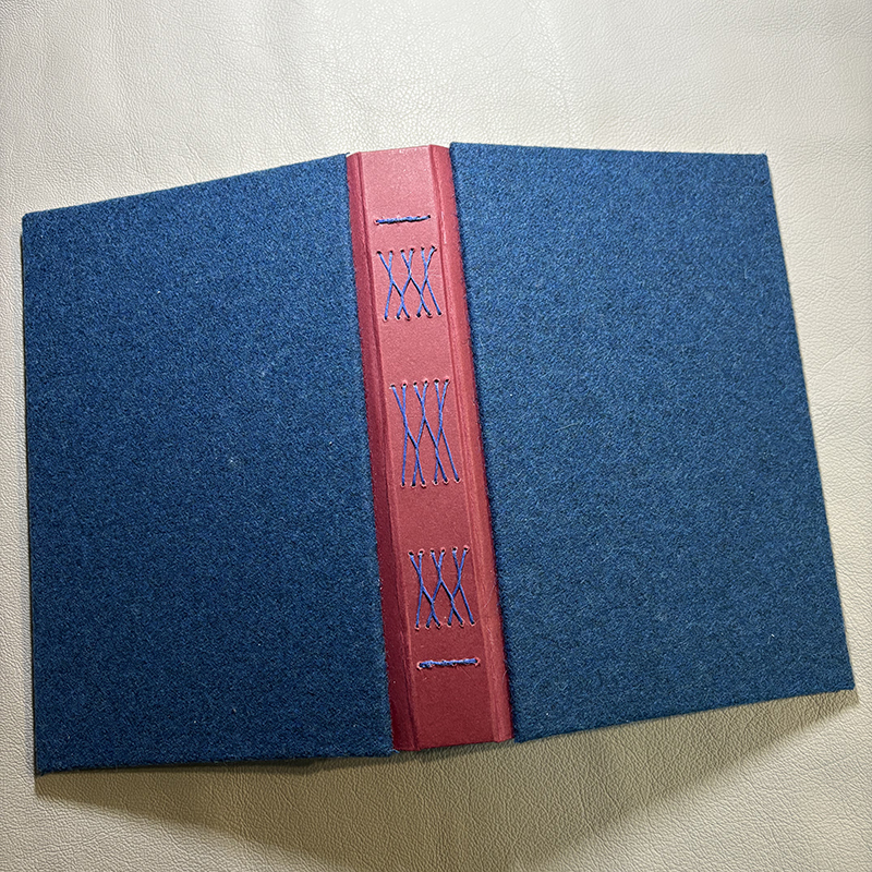 Frenchlink Stitch Blue Wool Reading Journal - spine