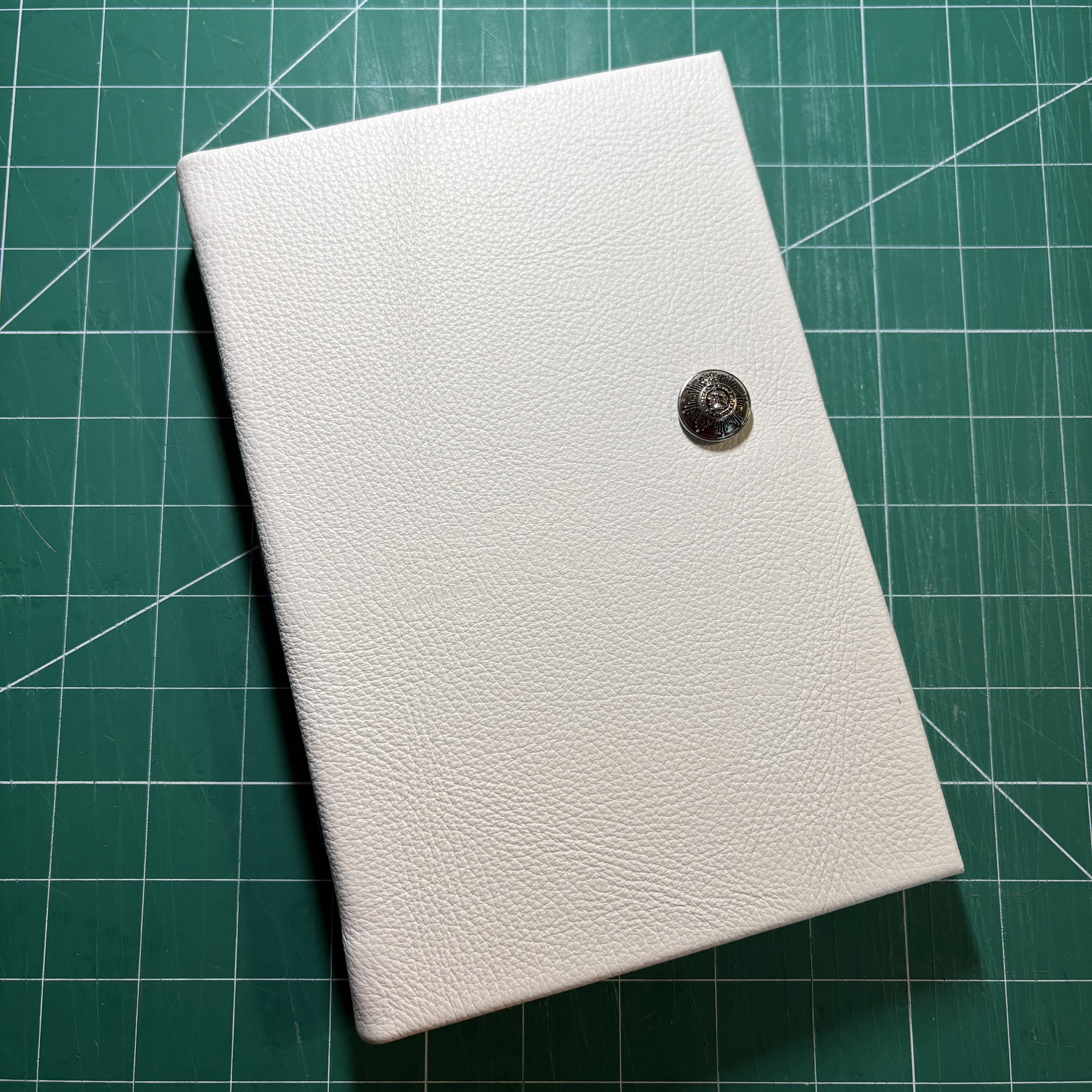 Longstitch White Leather Button Reading Journal