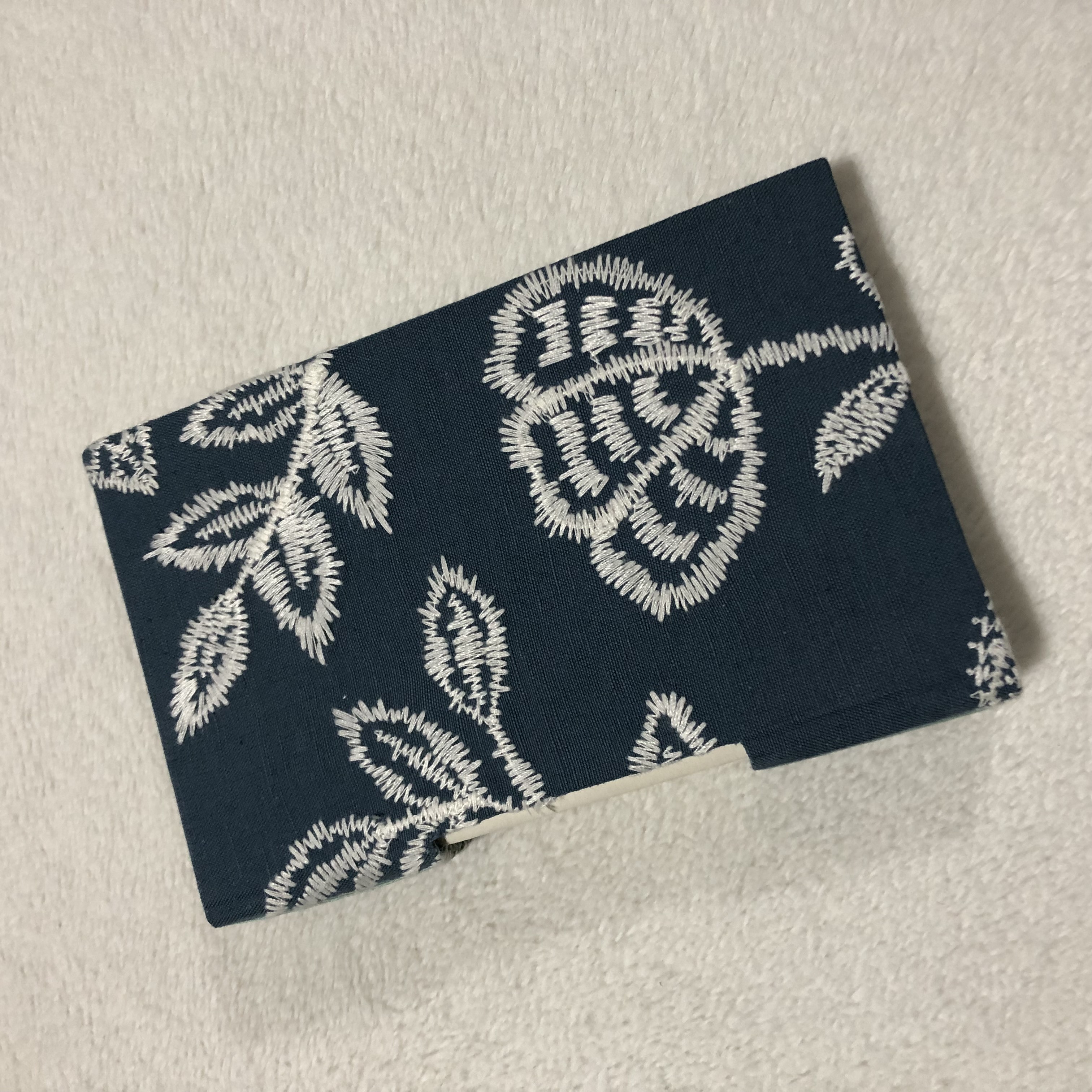 Blue Embroidered Buttonhole Notebook