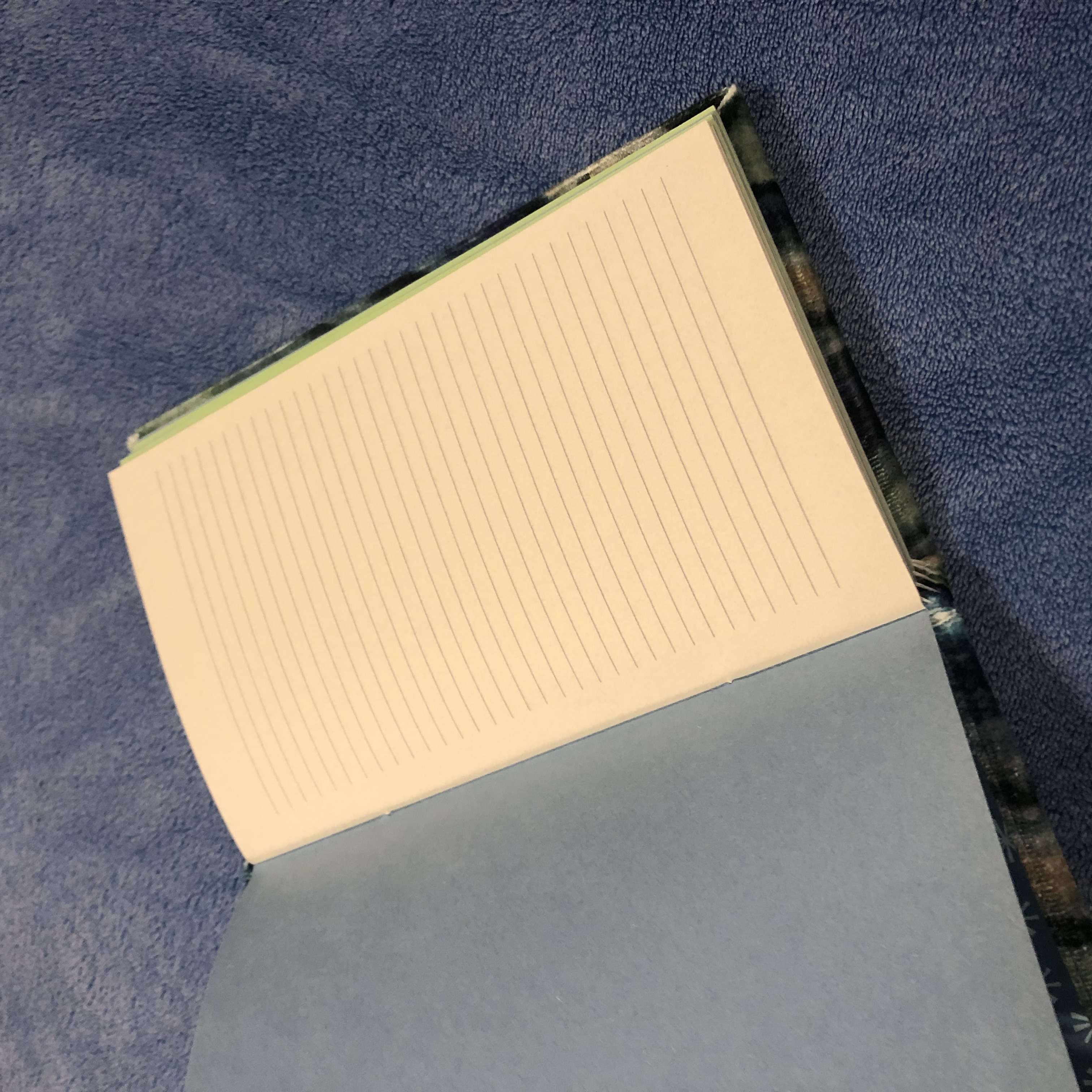 Blue-Green Buttonhole Notebook - open