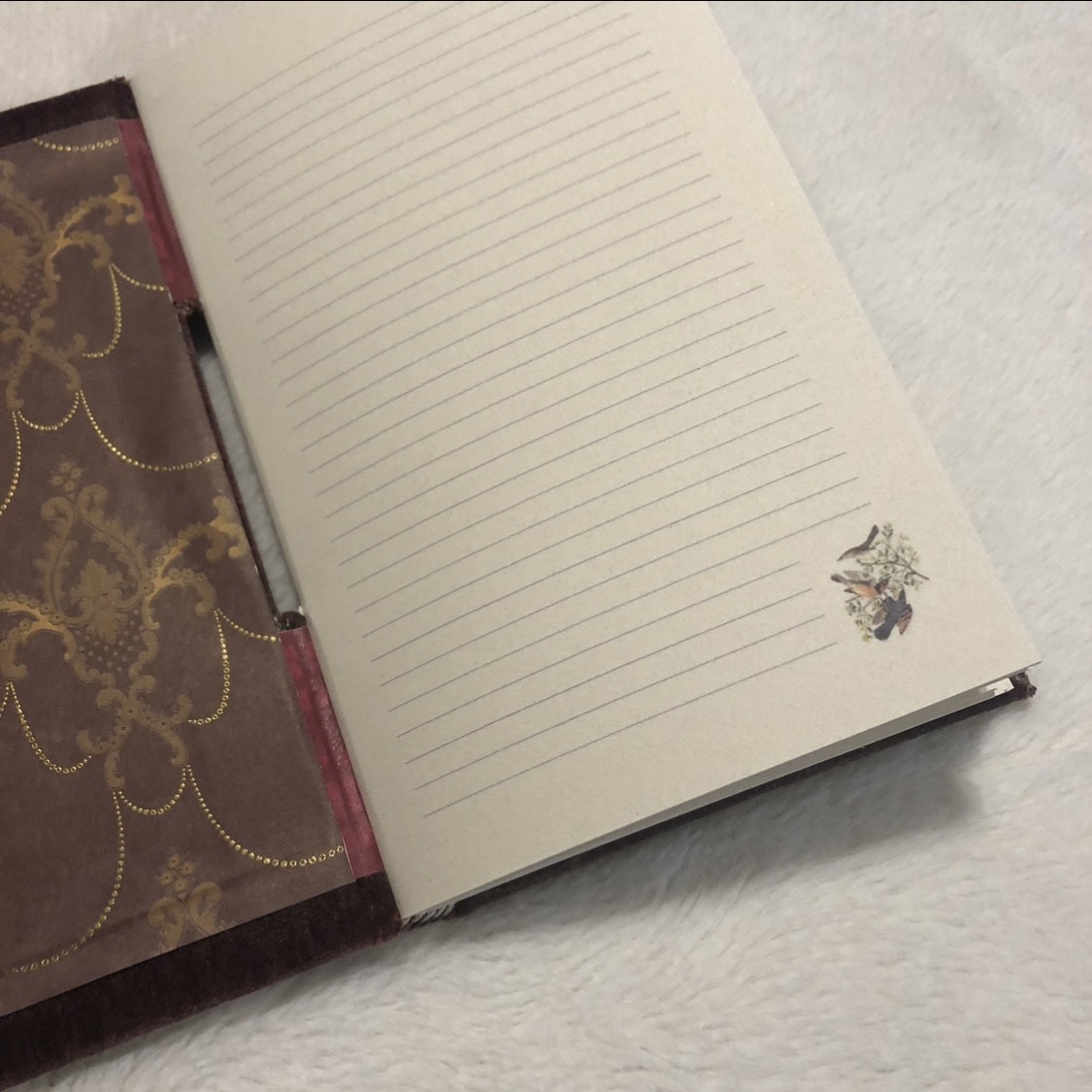 Red Buttonhole Birds Notebook - open