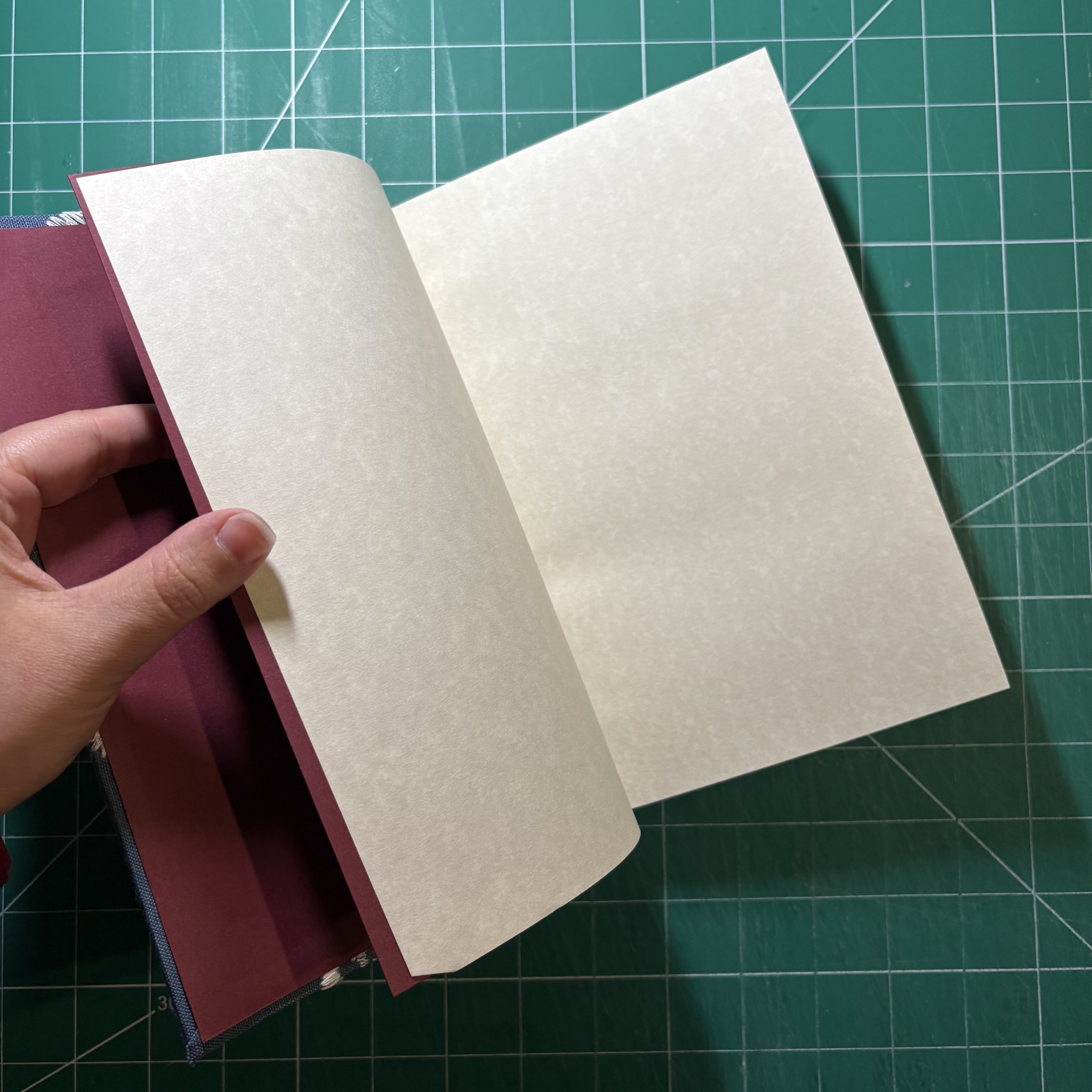 Casebound Blank Blue Embroider Notebook - open