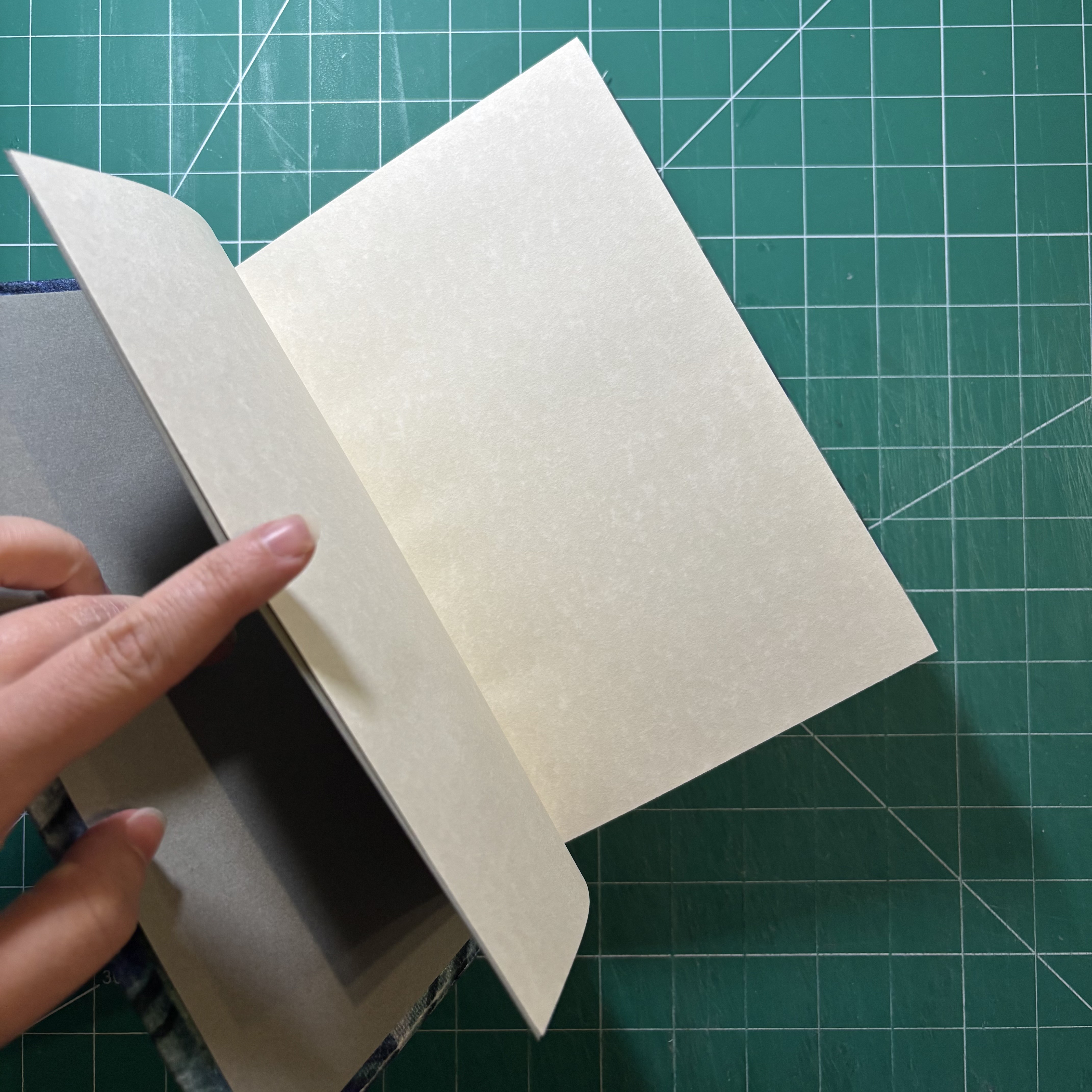 Casebound Blank Blue-Green Haskett Notebook - open