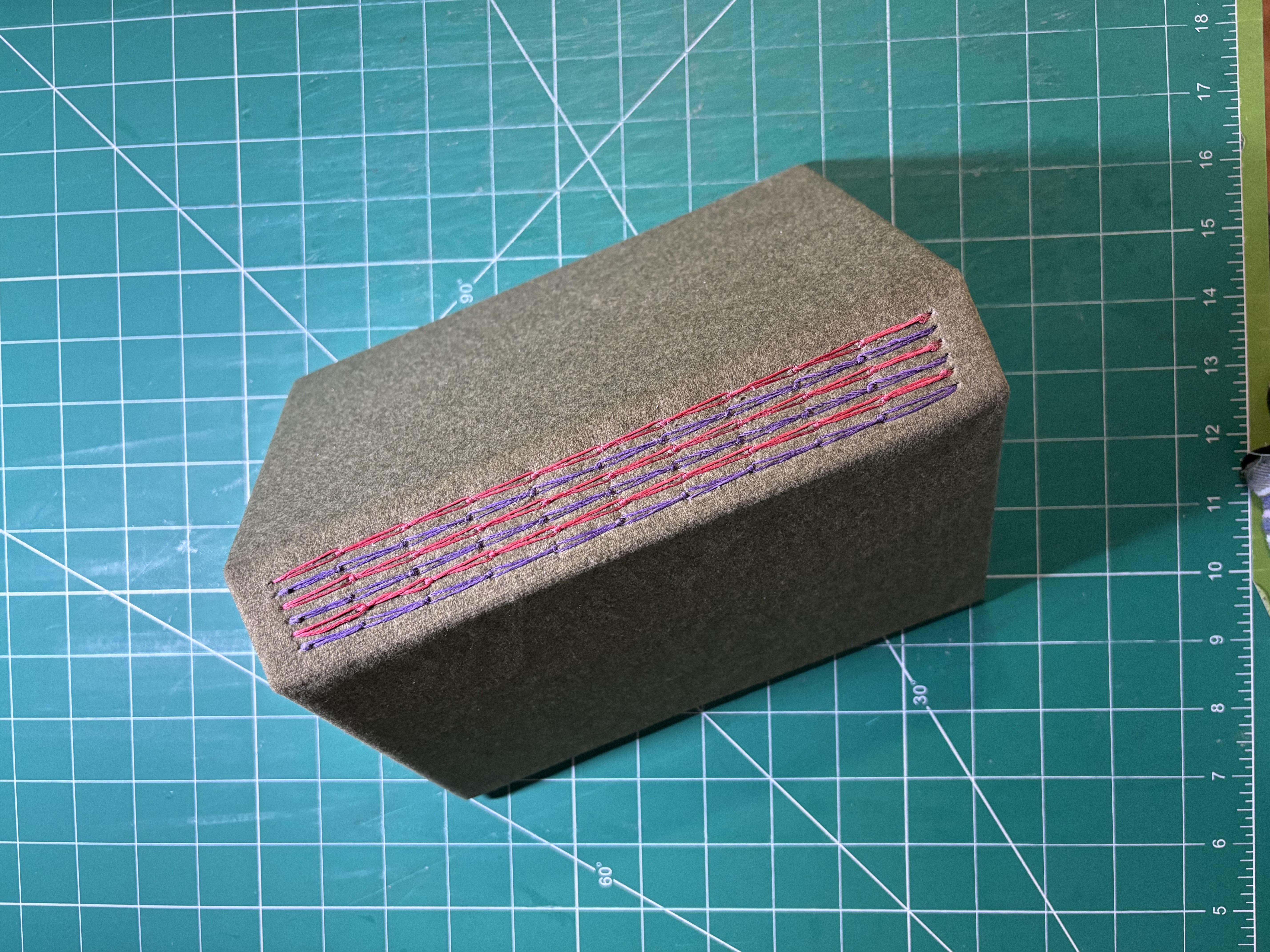 Chainstitch Green Felt Dotted Notebook - spine