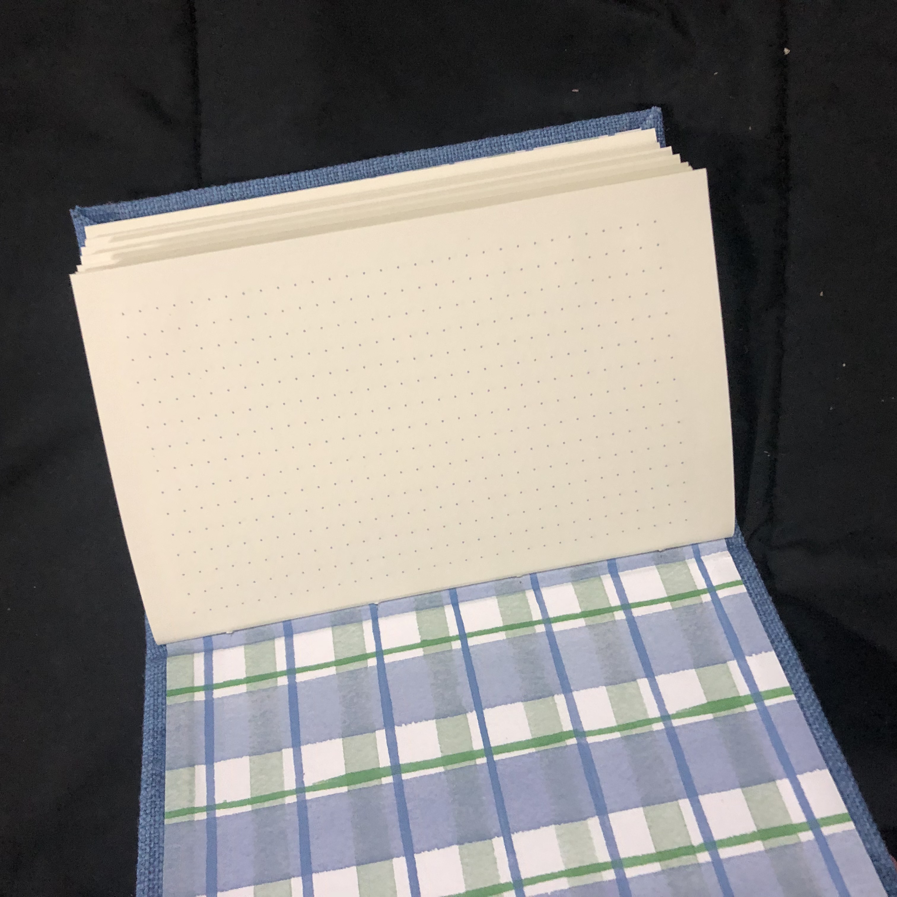 Cross-stitch Dotted Linen Notebook - open