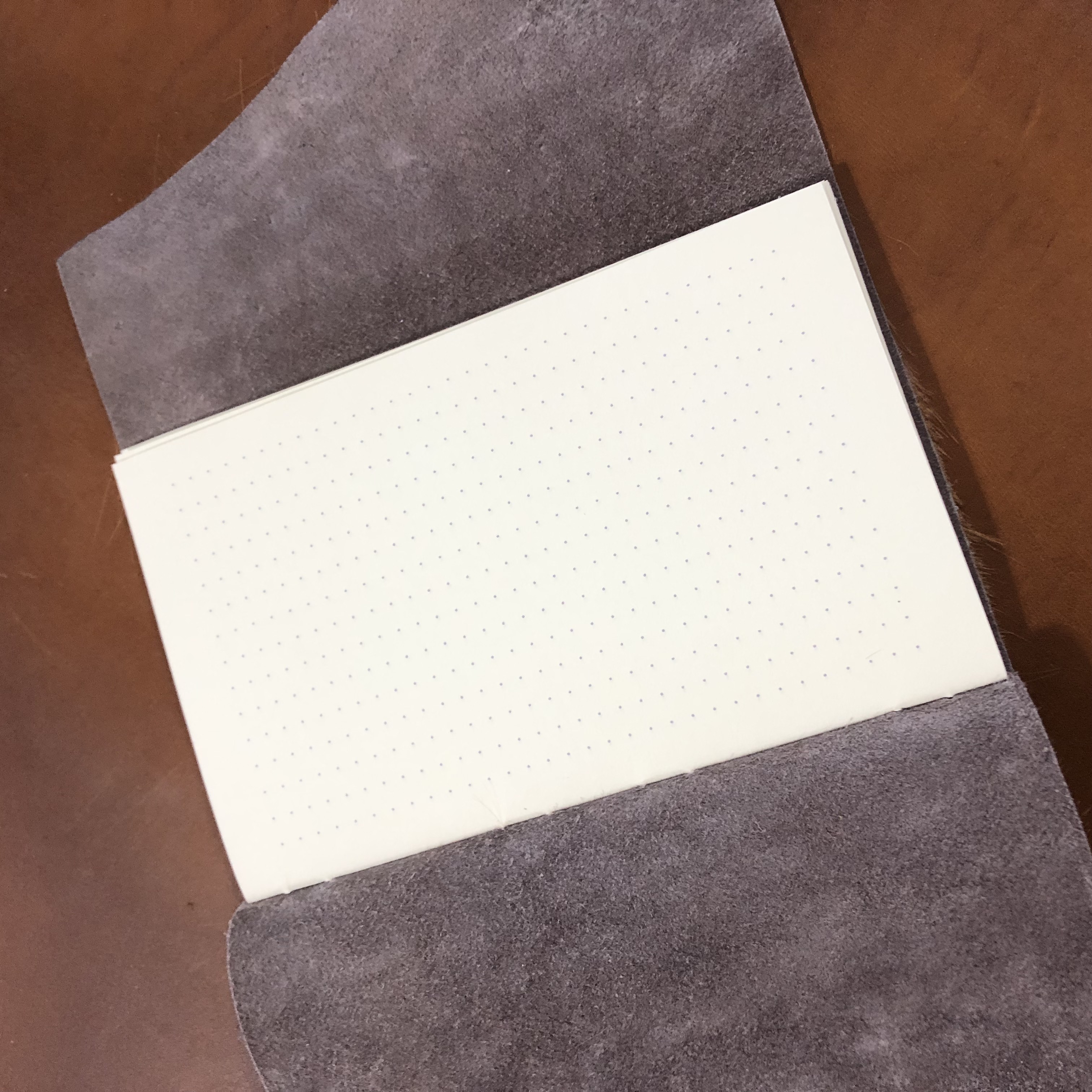 Longstitch Dotted Cowhide Notebook - open