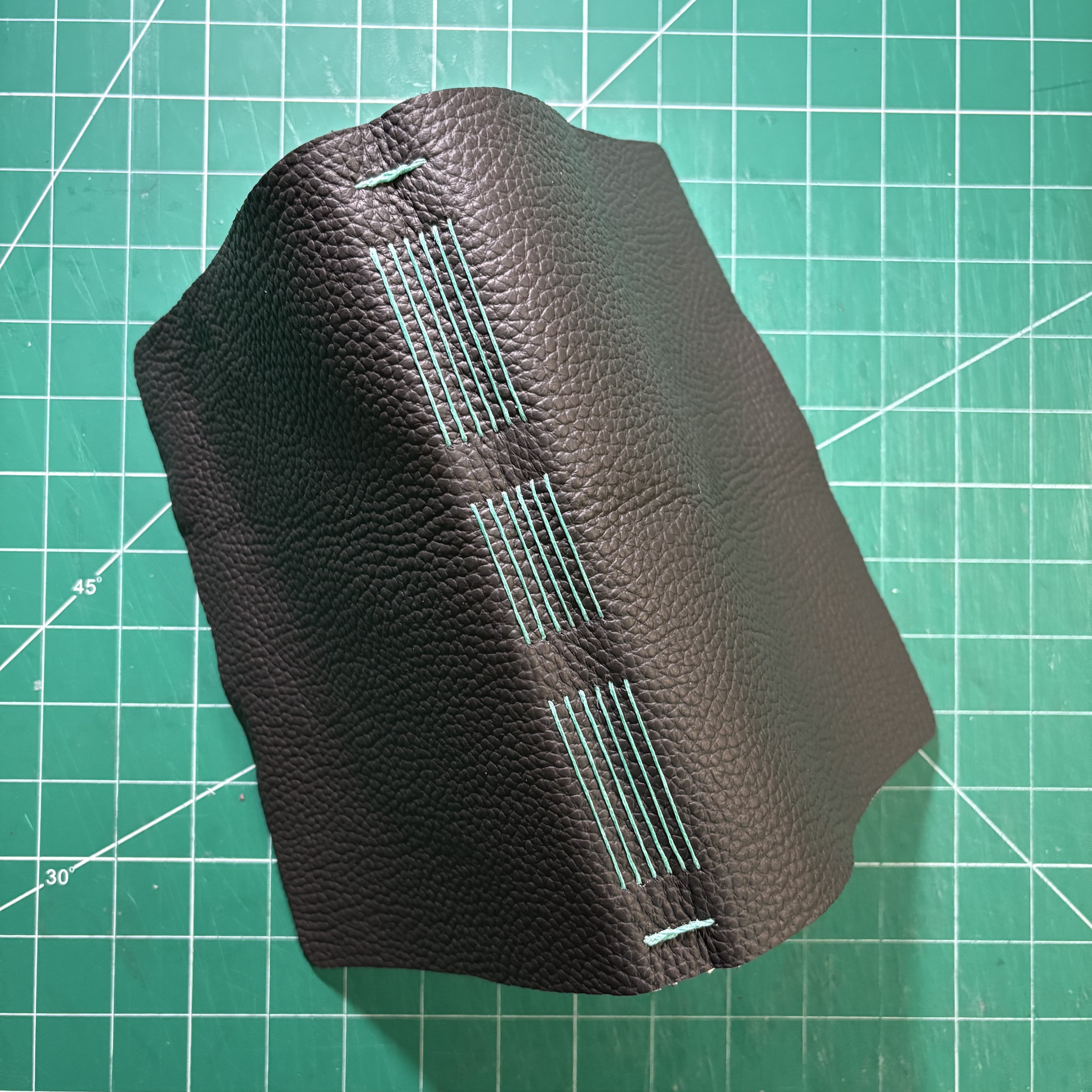 Longstitch Grey-Black Leather Notebook - spine