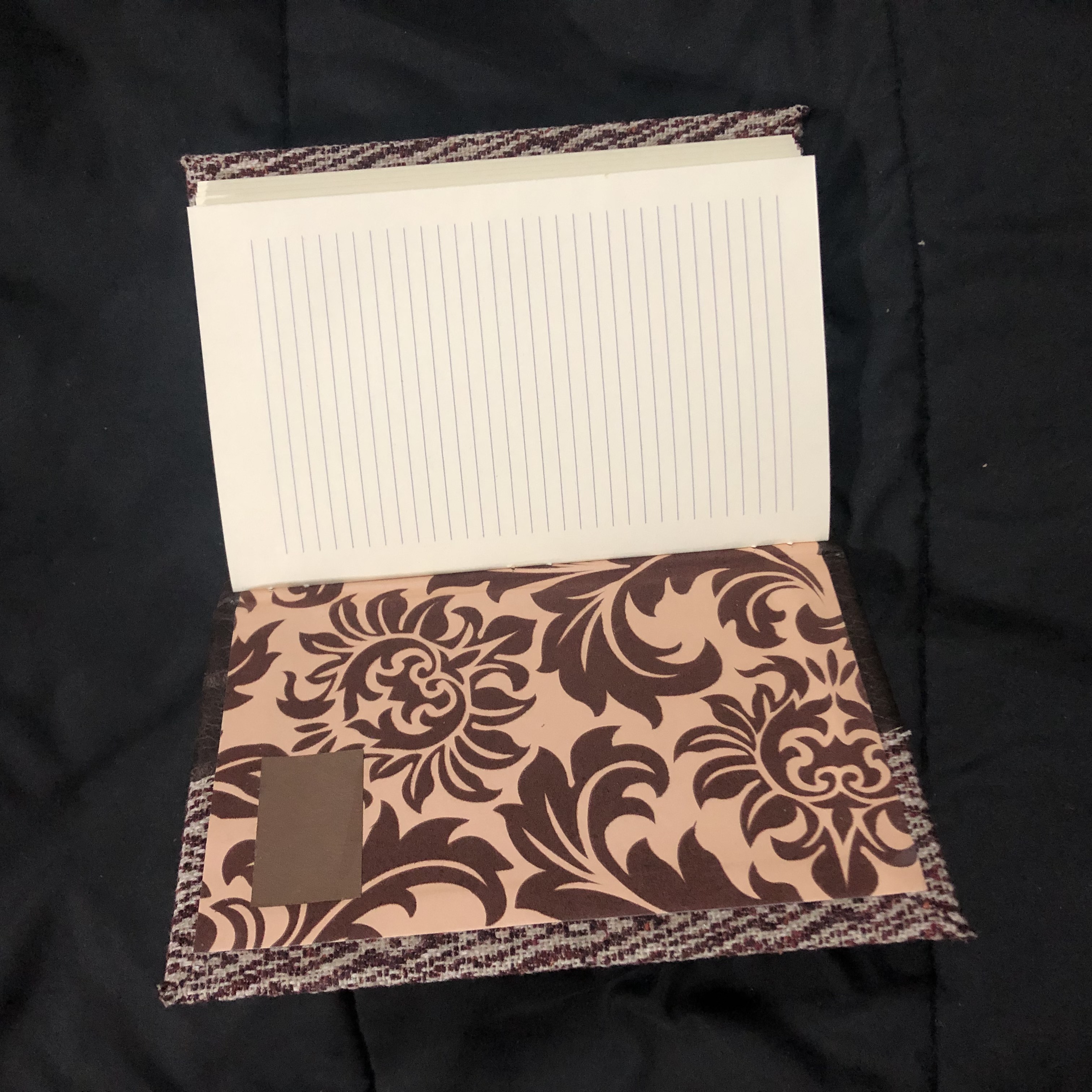 Longstitch Lined Leather Pattern Notebook - open